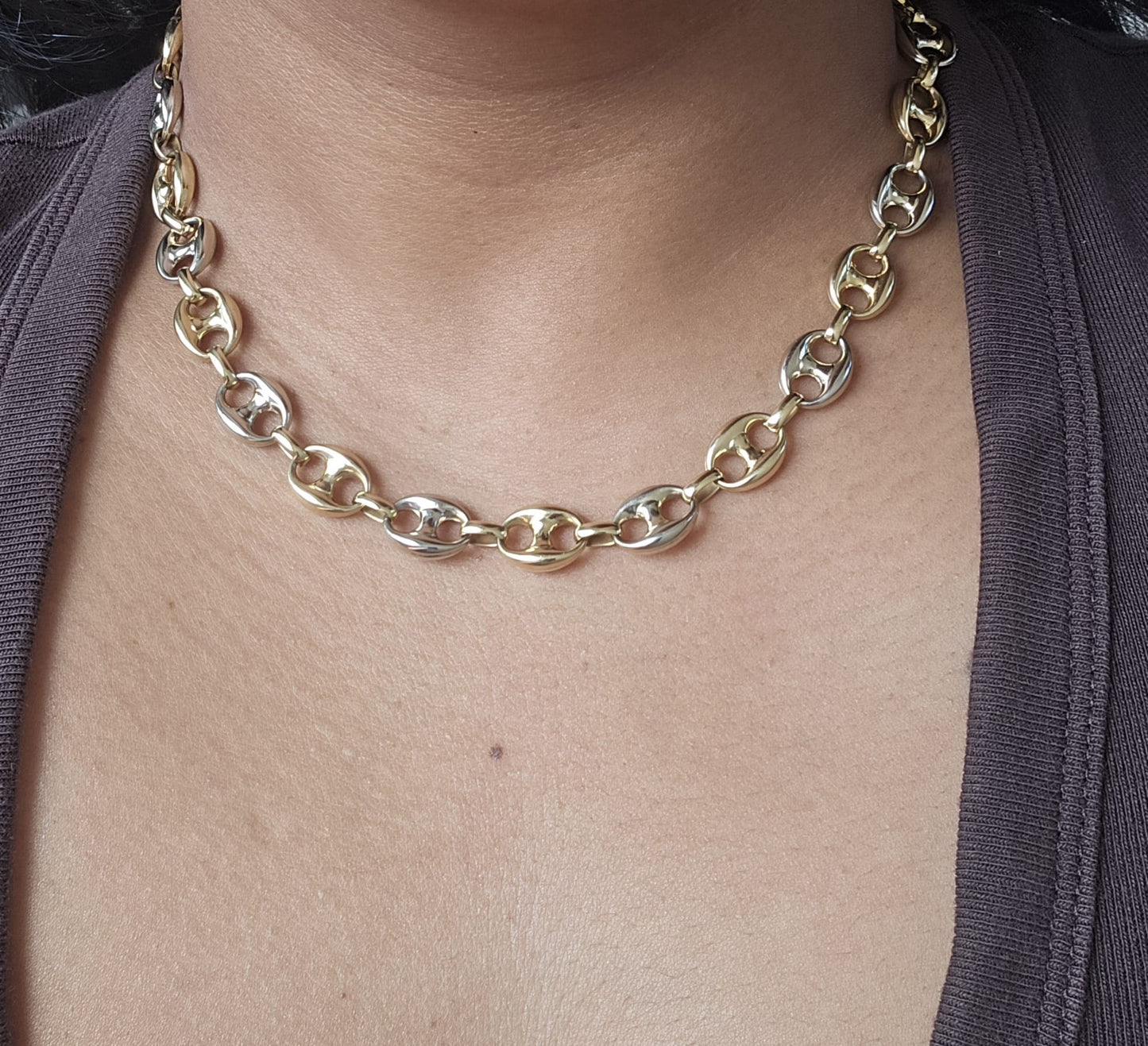 18ct Gold Unoaerre Italian Puffy Mariner Link Chain