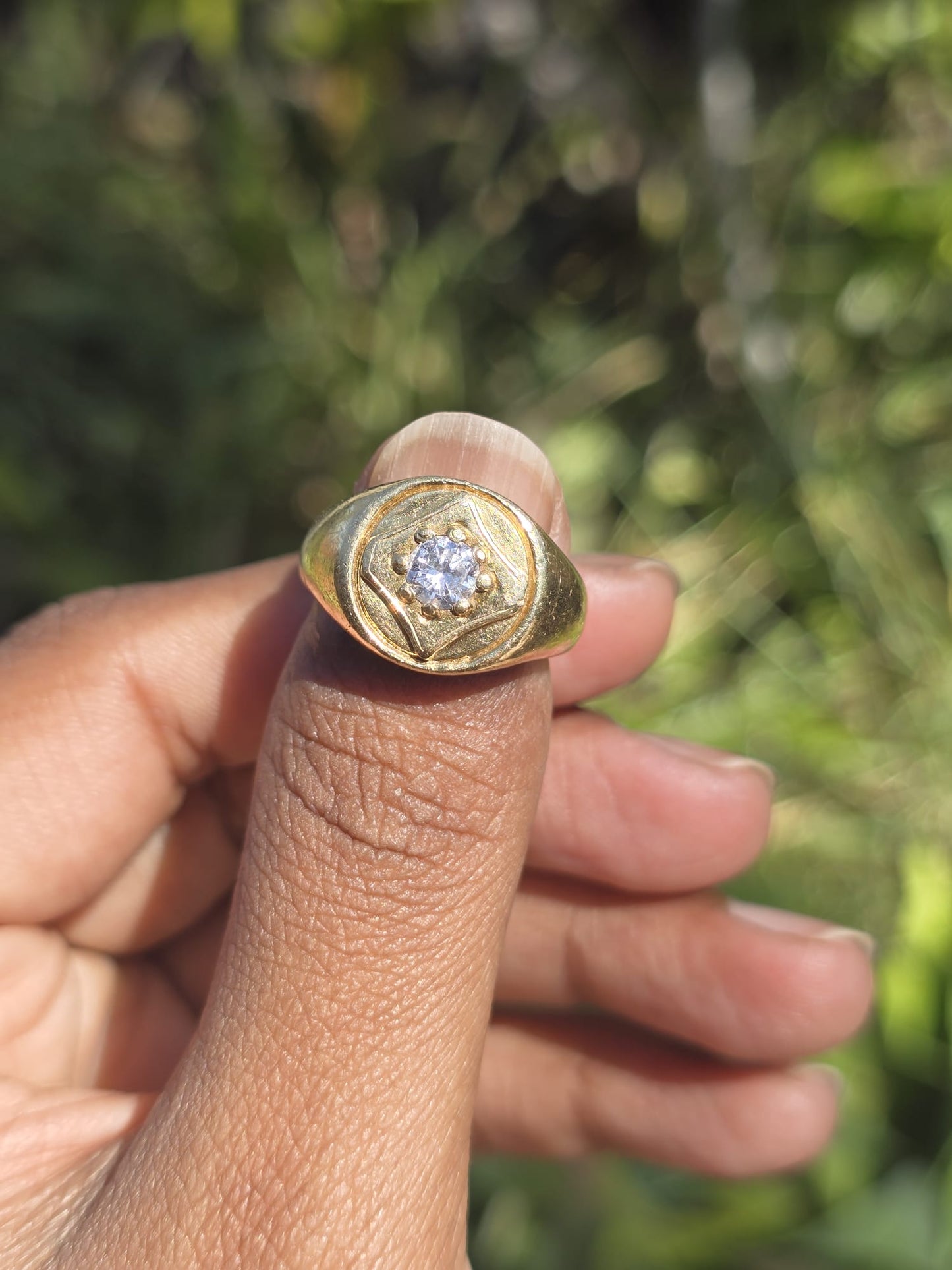 Vintage Chunky Diamond Signet Ring in 18 Carat Solid Gold