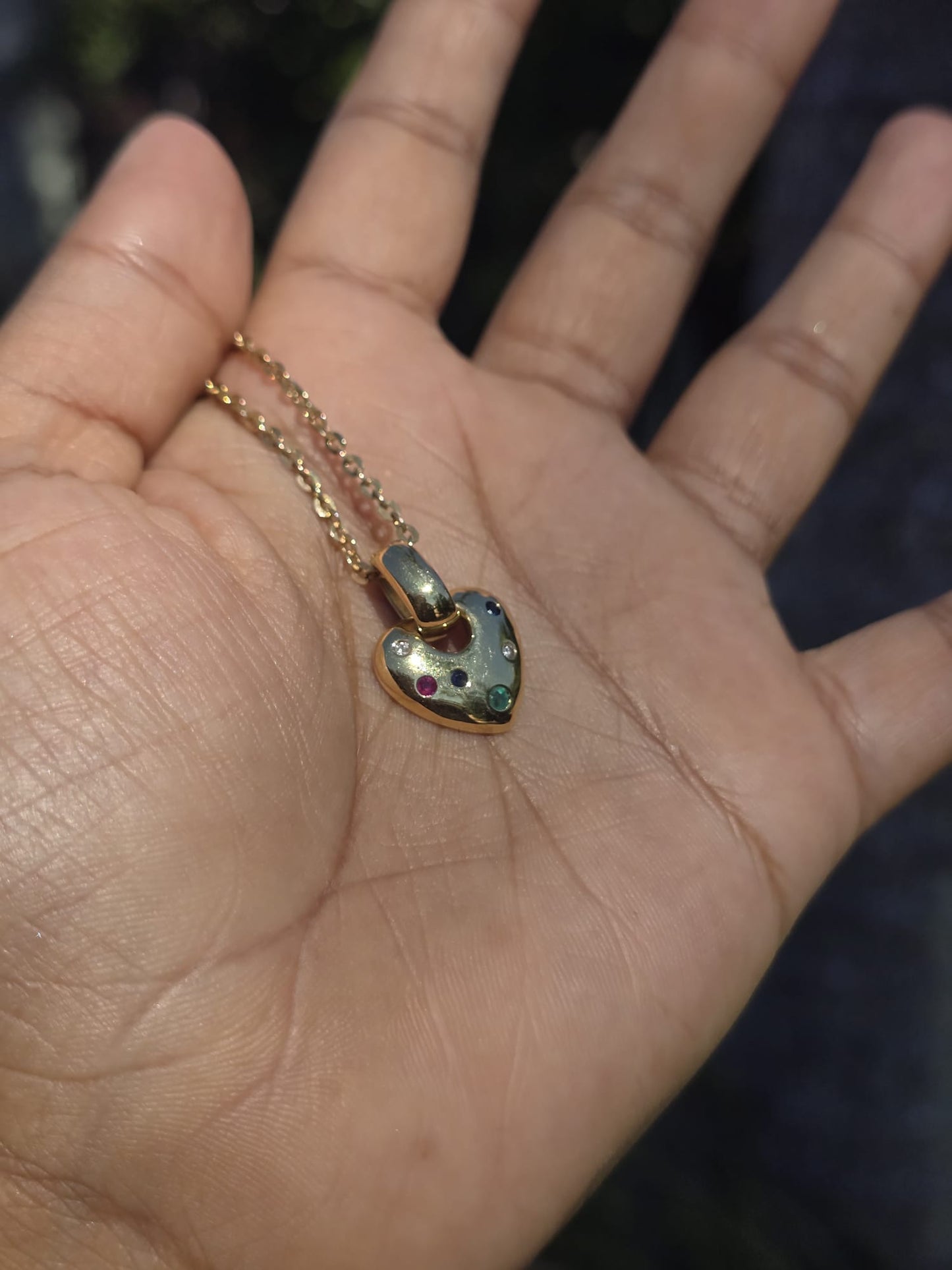 Vintage Diamond and Gemstone Heart Pendant in 18ct Solid Gold
