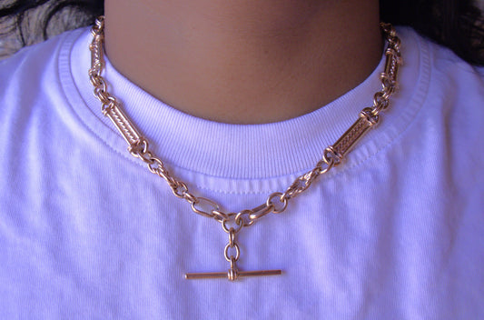 Antique Fancy Link Fob Chain in 9 Carat Solid Gold