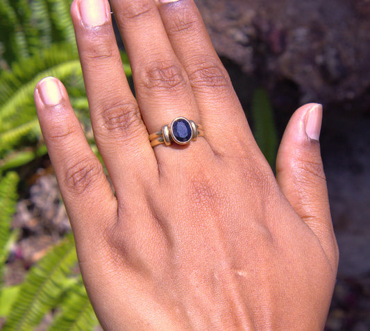 Vintage Bezel Set Sapphire Ring in 9 Carat Solid Gold