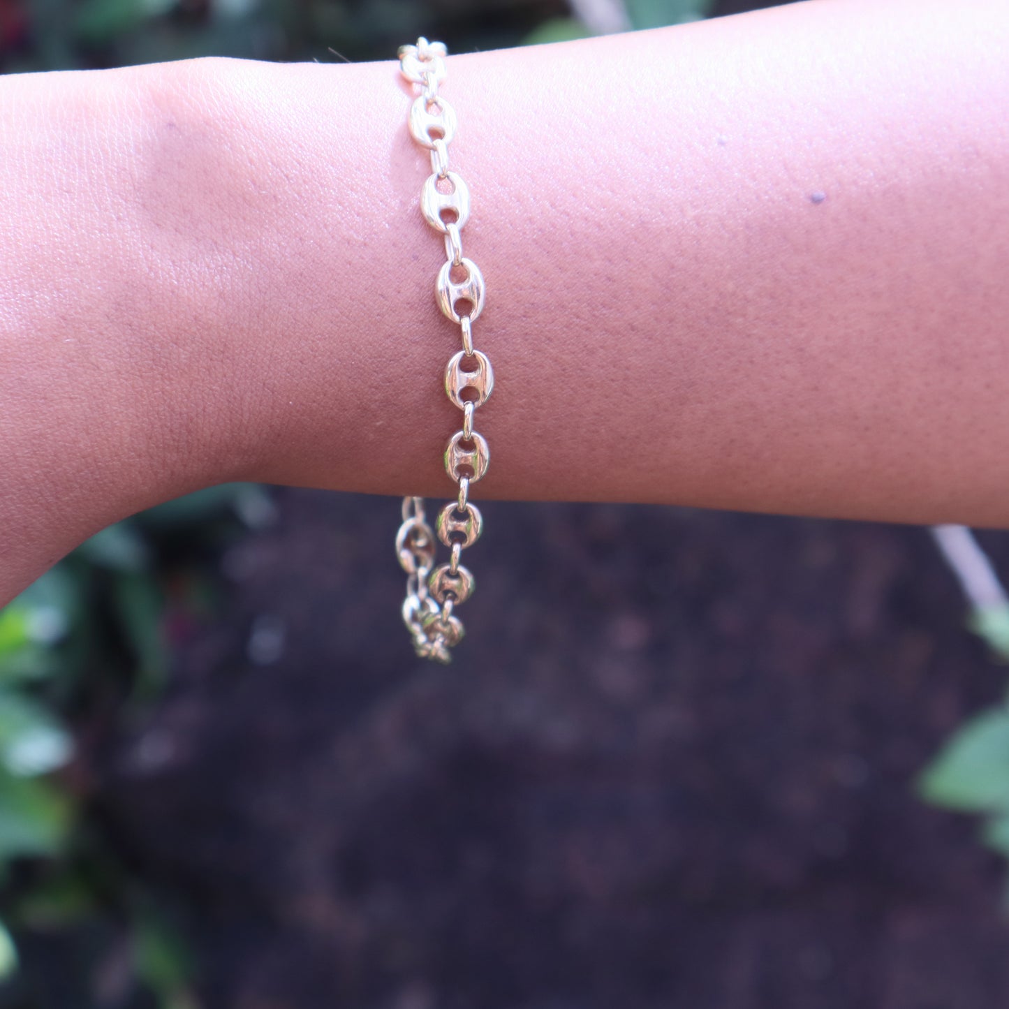 Puffy Mariner/Gucci Link Bracelet in 9 Carat Solid Gold