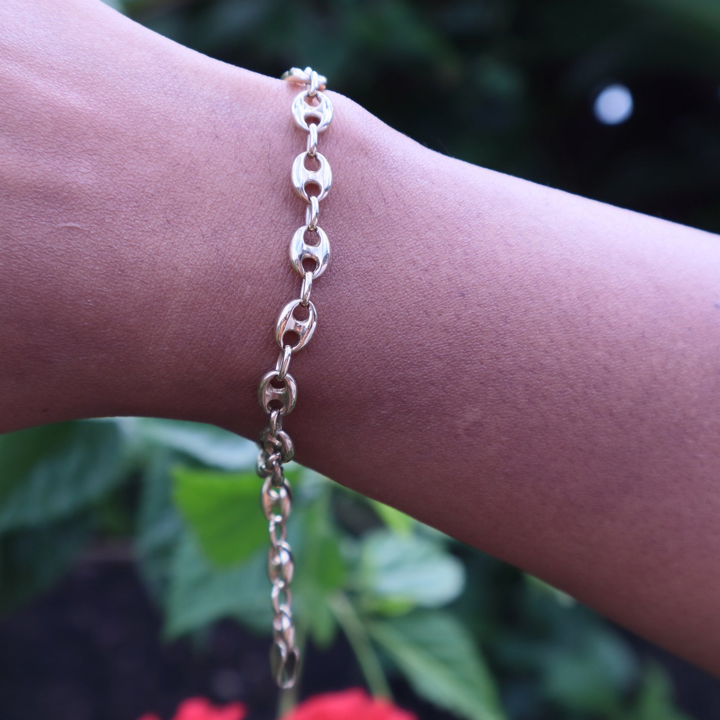 Puffy Mariner/Gucci Link Bracelet in 9 Carat Solid Gold
