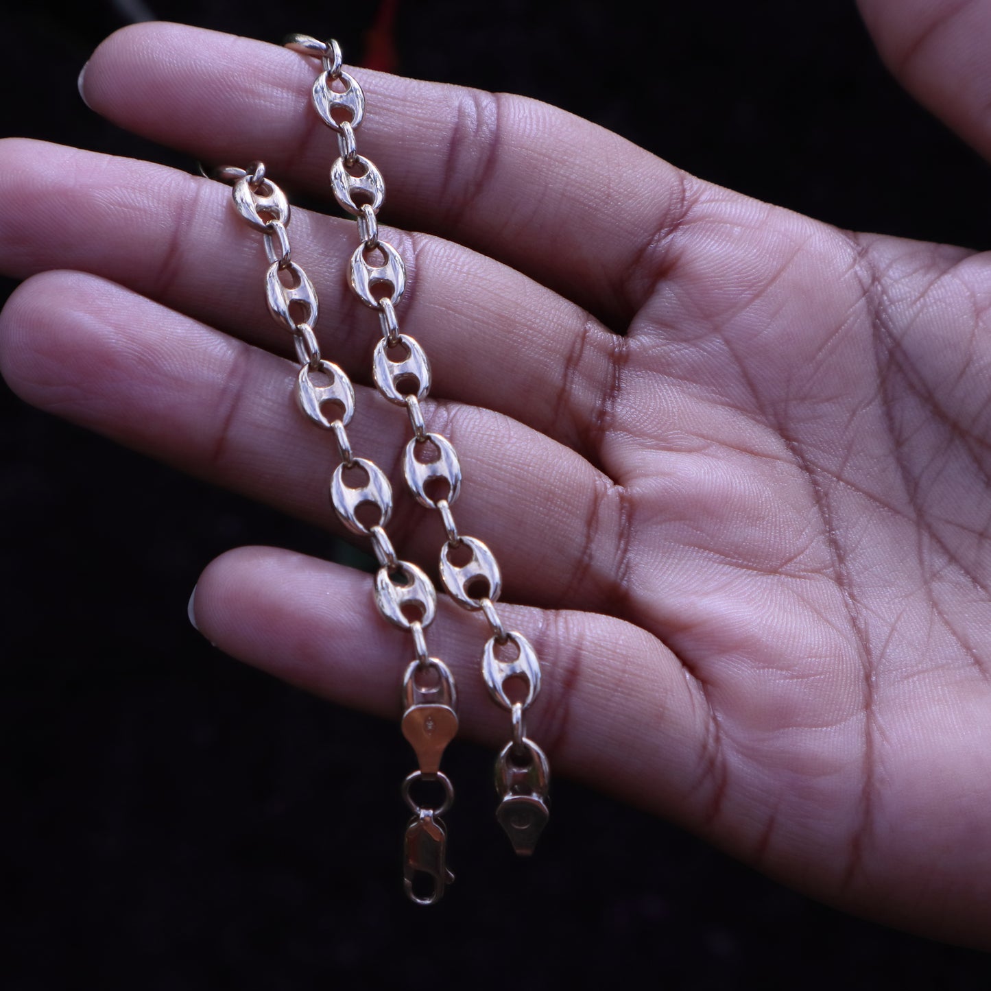 Puffy Mariner/Gucci Link Bracelet in 9 Carat Solid Gold
