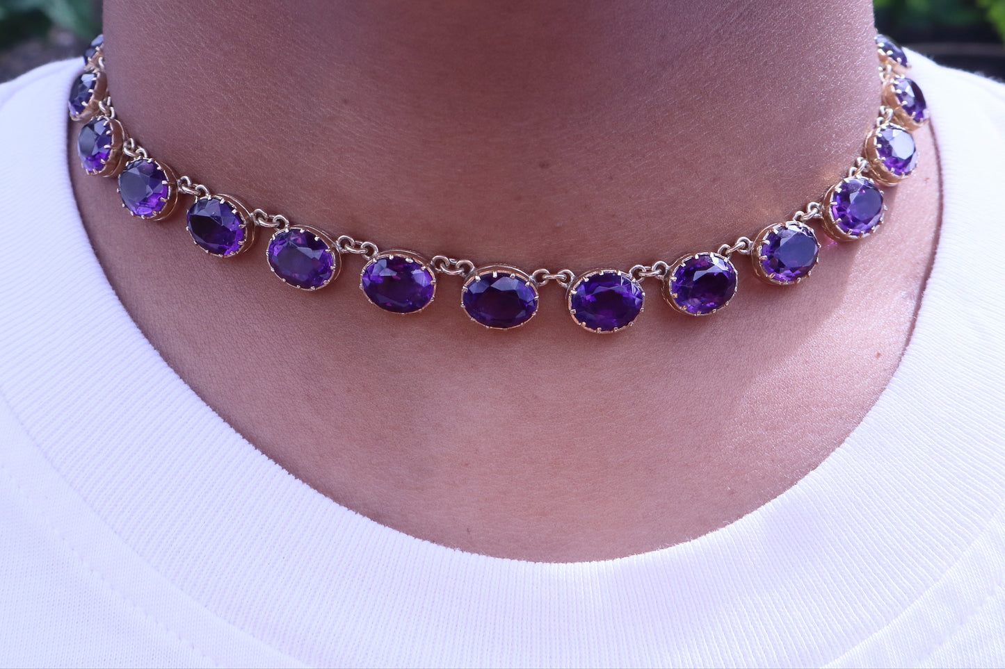 Amethyst Riviere Collar/Choker Necklace in 9 Carat Solid Gold