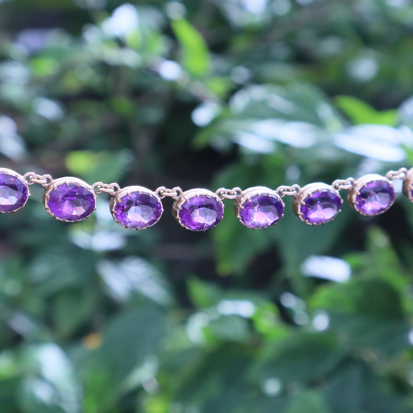 Amethyst Riviere Collar/Choker Necklace in 9 Carat Solid Gold