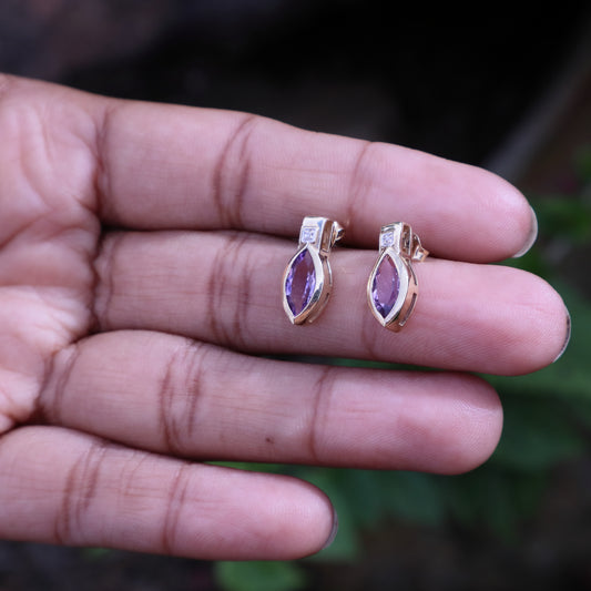 Amethyst Stud Earrings in 9 Carat Solid Gold