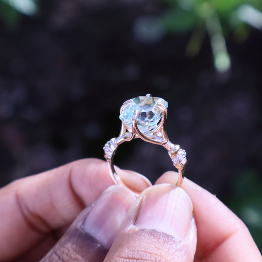Stunning Custom-Made Kunzite and Diamond Ring in 9 Carat Solid Gold
