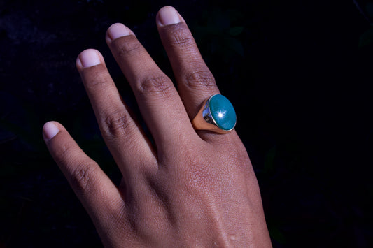 Chunky Vintage Green Onyx Signet Ring