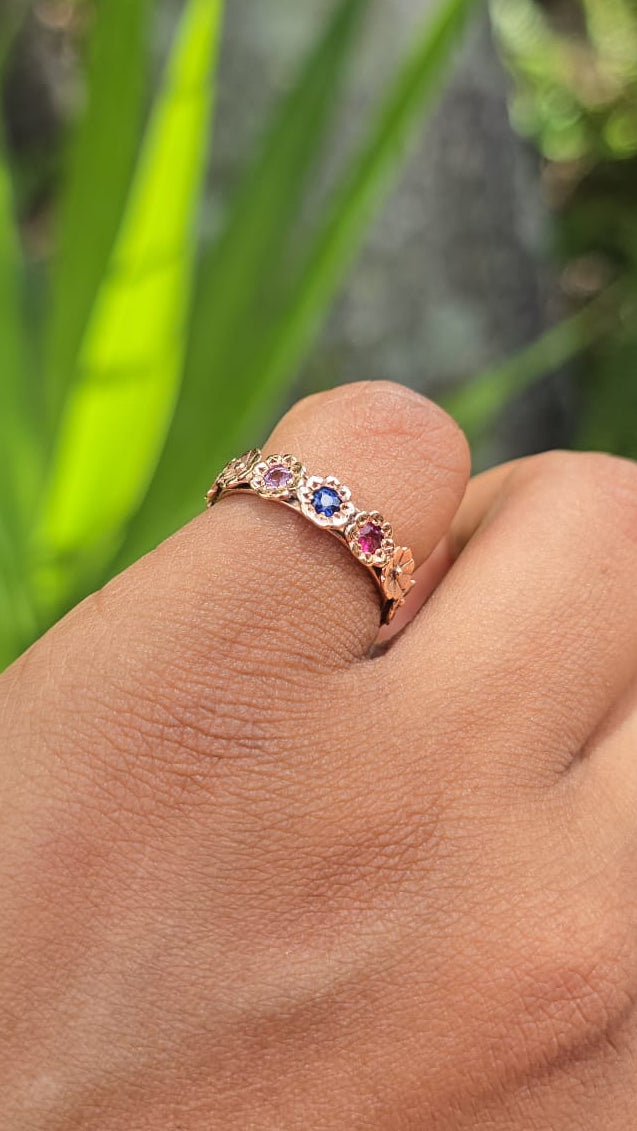 Rose Gold Floral Pattern Ring in 9 Carat Gold