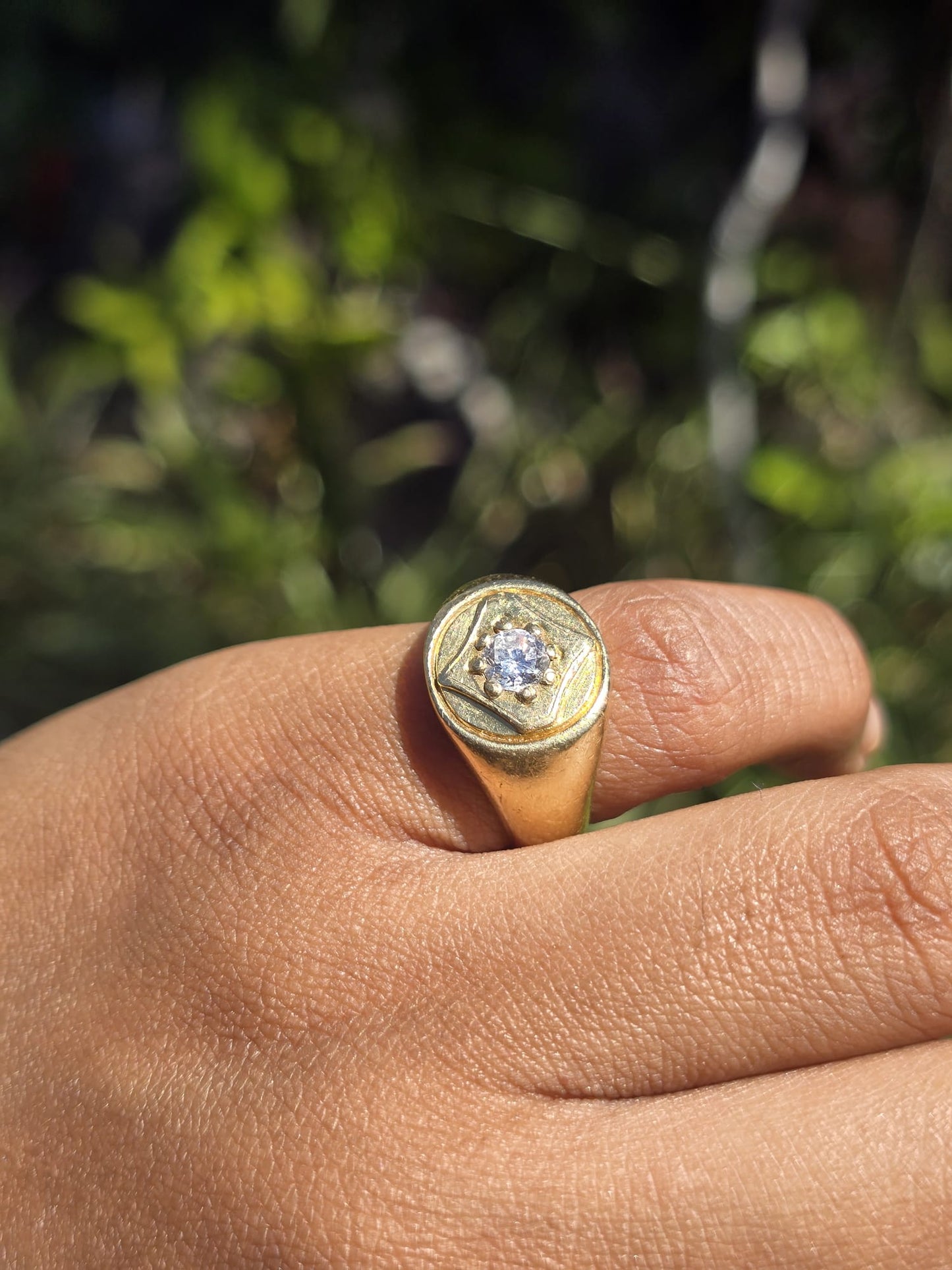Vintage Chunky Diamond Signet Ring in 18 Carat Solid Gold