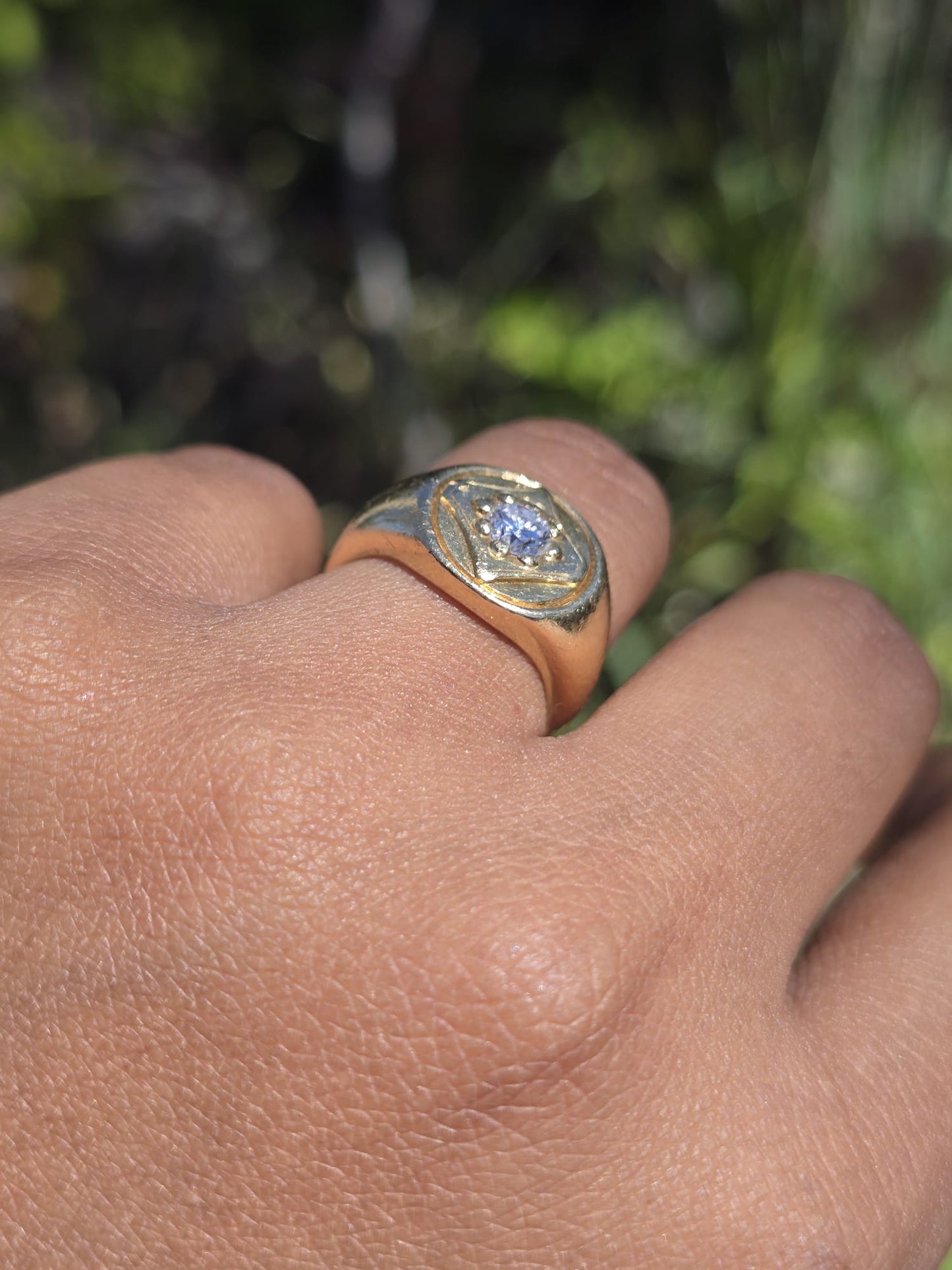 Vintage Chunky Diamond Signet Ring in 18 Carat Solid Gold