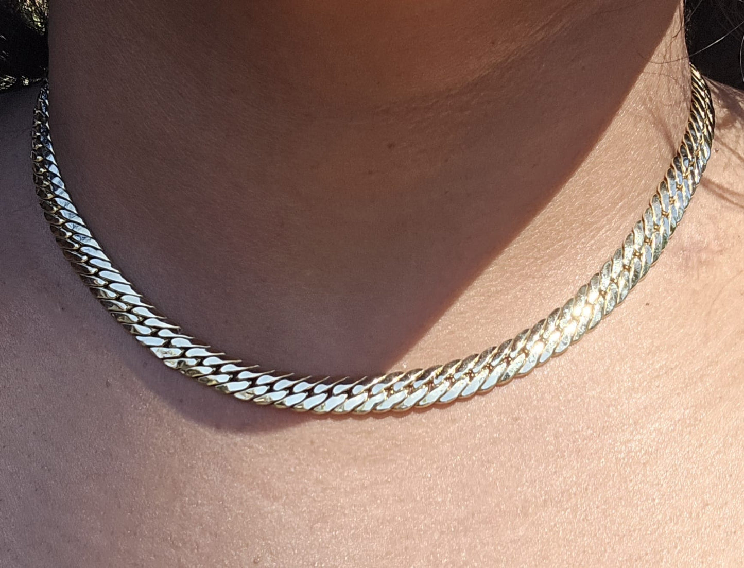 Vintage Italian Herringbone x Curb Link Chain in 18ct Solid Gold