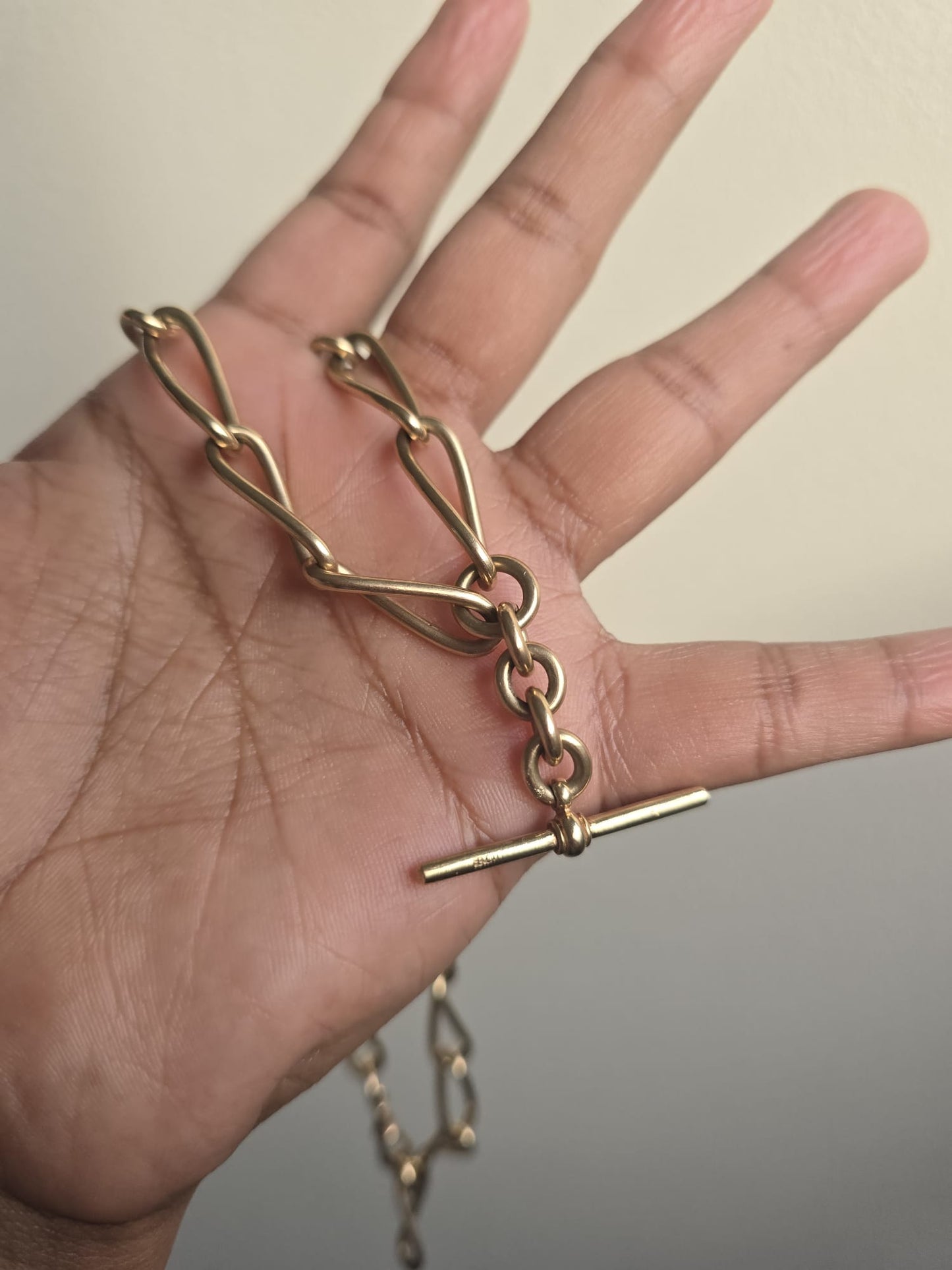Antique 9ct Gold Oval Link Albert Fob Chain