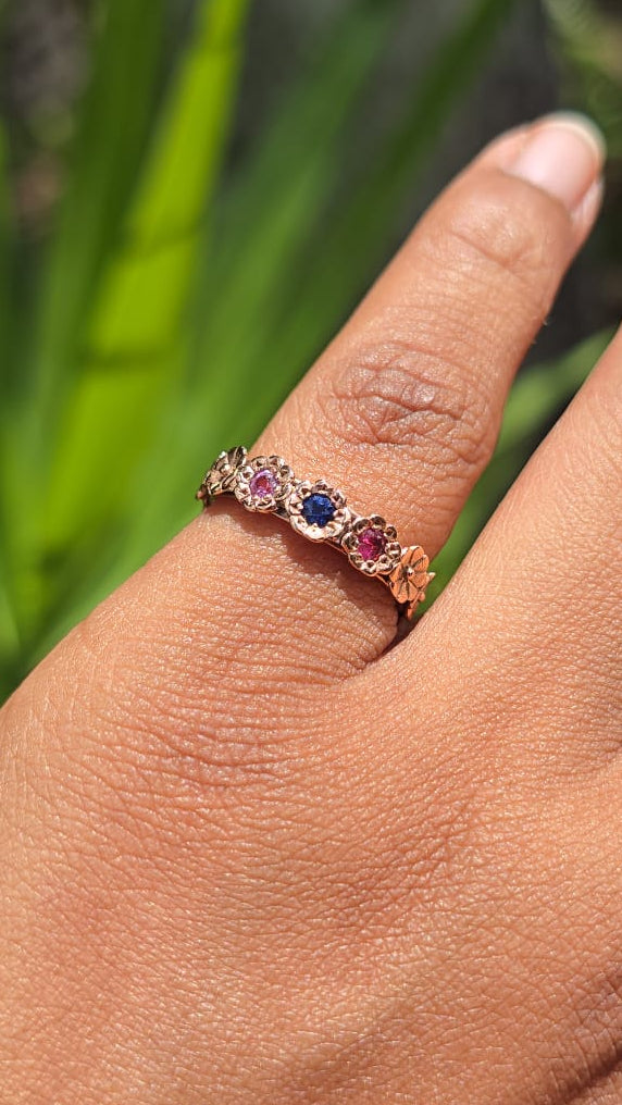 Rose Gold Floral Pattern Ring in 9 Carat Gold