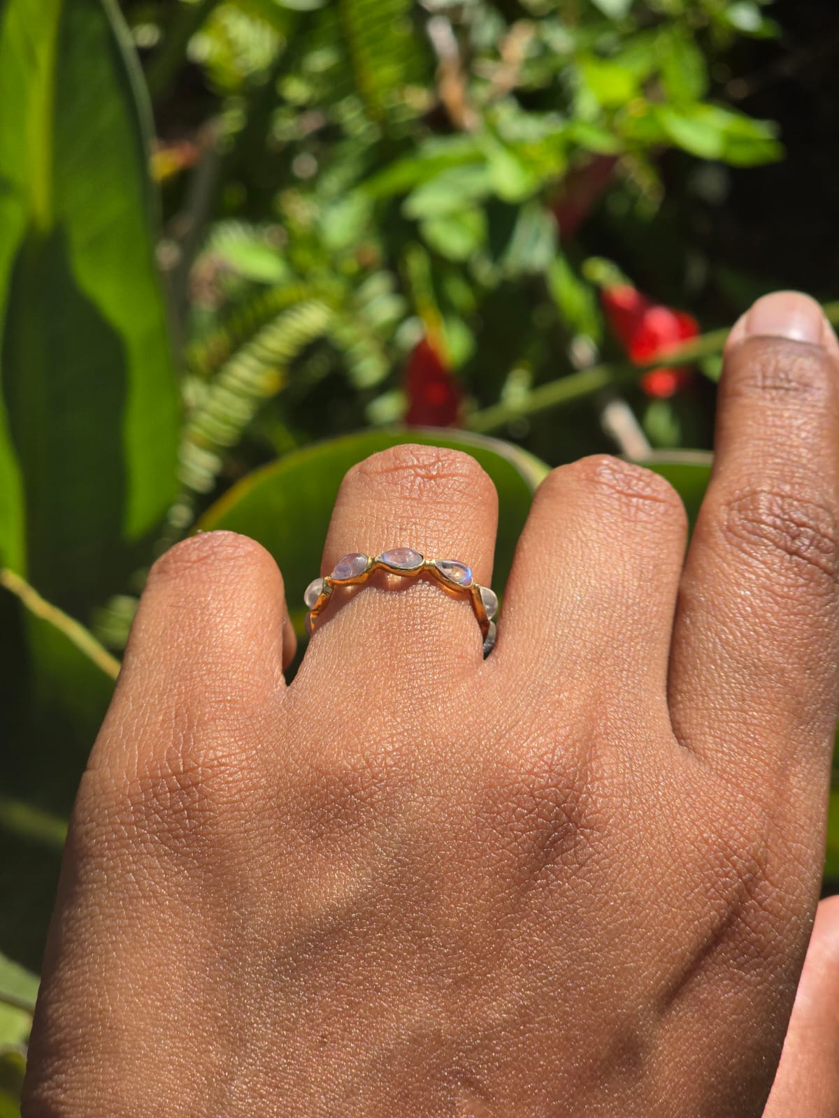 Antique Moonstone Cabochon Ring in 9k Gold