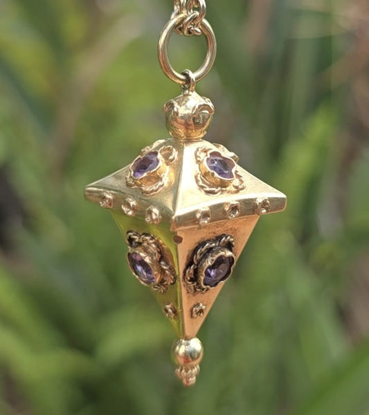 Antique Amethyst Pendant in 9 Carat Solid Gold