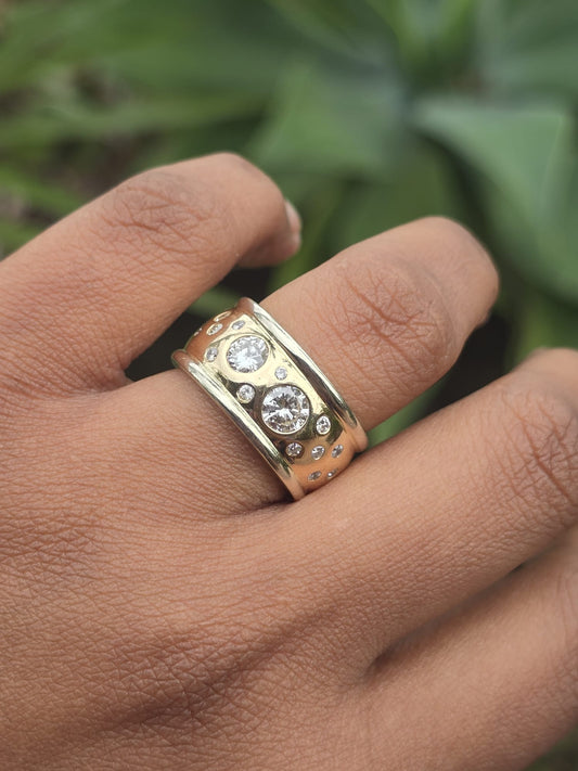 Chunky 14ct Gold Diamond Ring