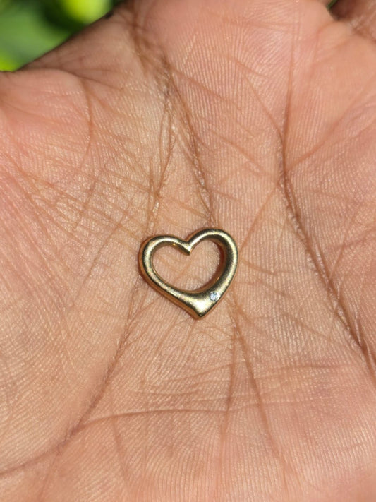 Heart Pendant in 9 Carat Solid Gold with a Diamond