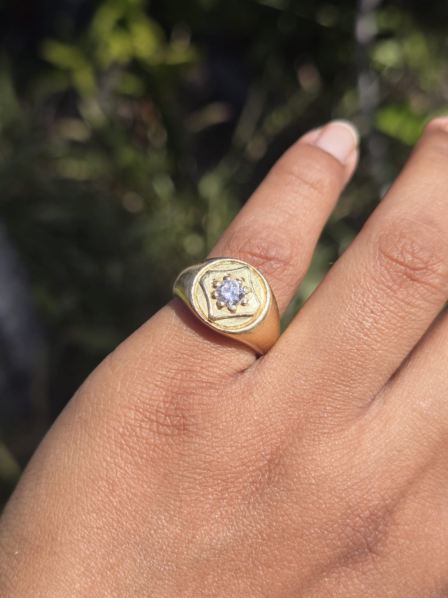 Vintage Chunky Diamond Signet Ring in 18 Carat Solid Gold